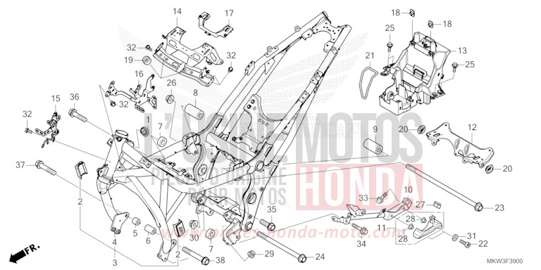 CARROSSERIE DE CHASSIS von NC750X "Meca" MAT BALLISTIC BLACK METALLIC (NHA86) von 2023